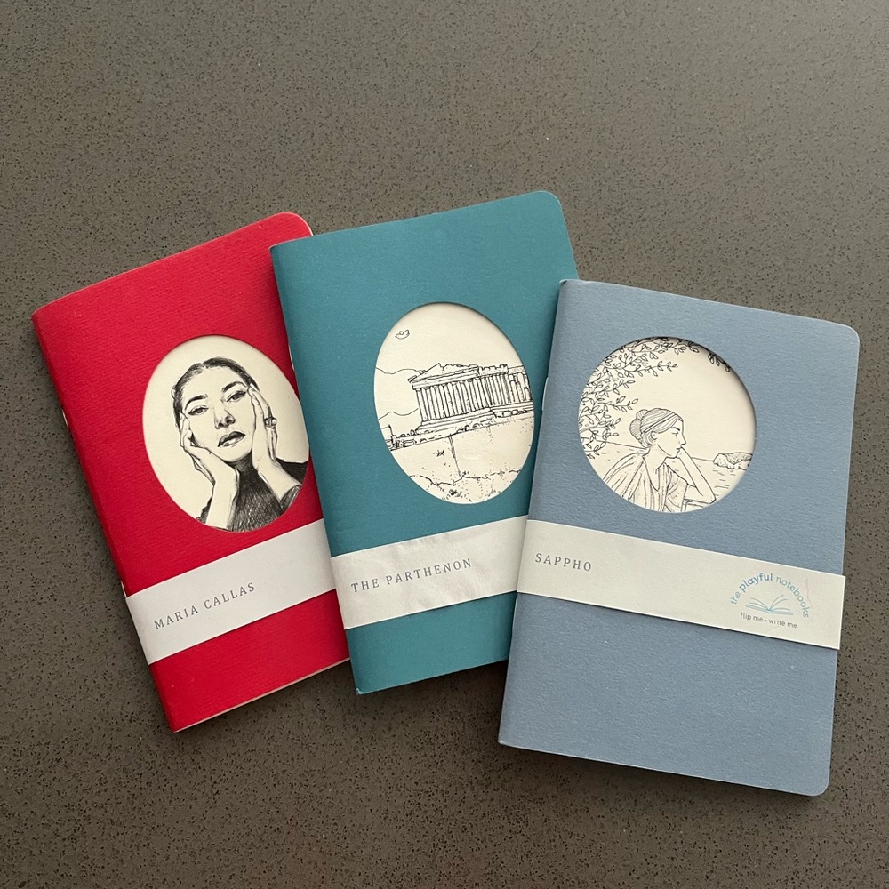 NWT Playful Greek Notebooks Fagotto Books - Maria Callas + Sappho + Parthenon